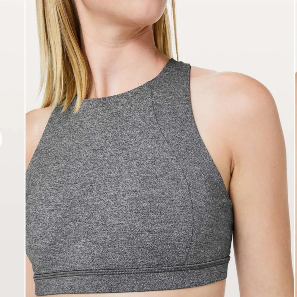 Lululemon Free to be Serene High Heck Sports Bra Heathered Black / Gray size 6